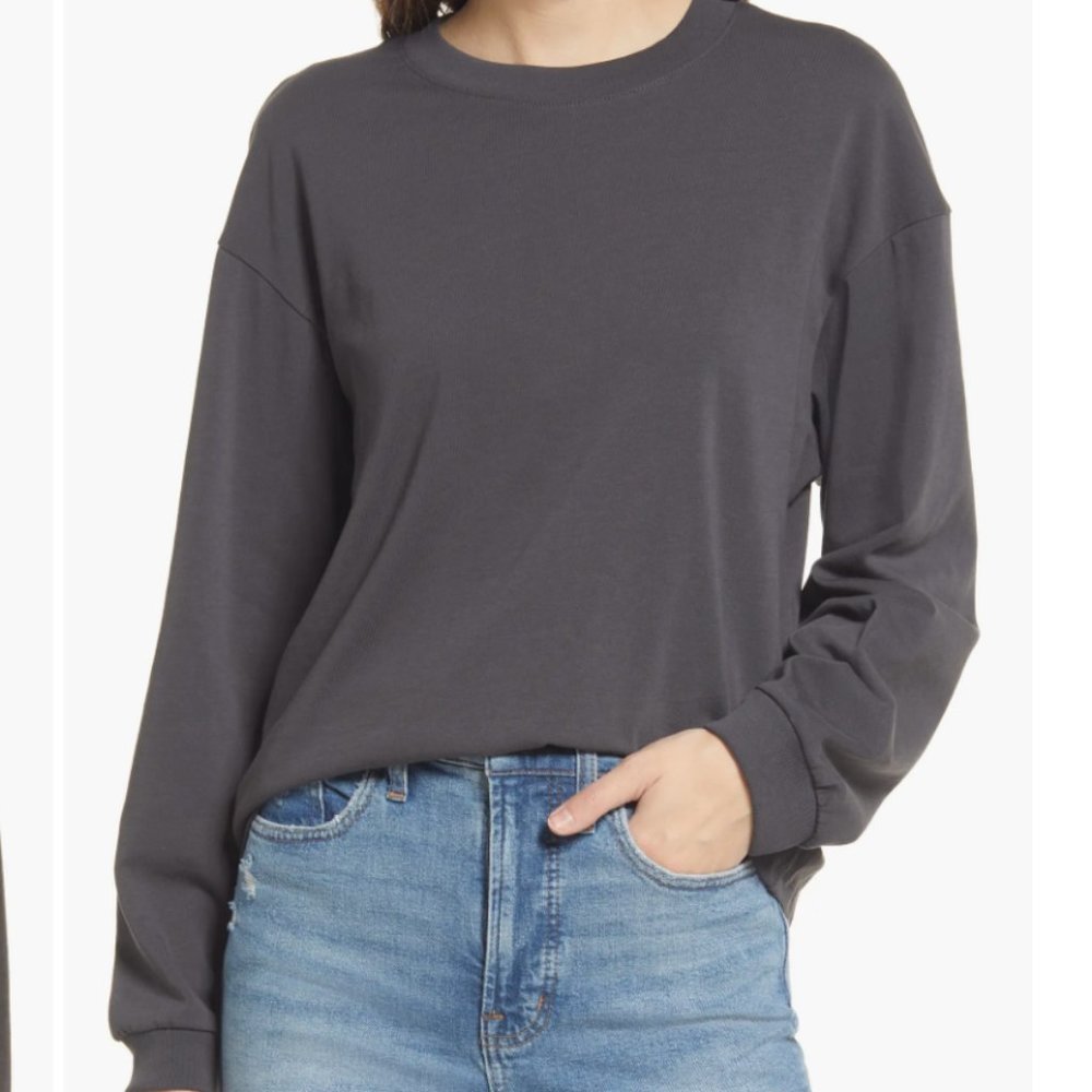 Madewell NWT Dark Grey Long Sleeve Tee, Sz L